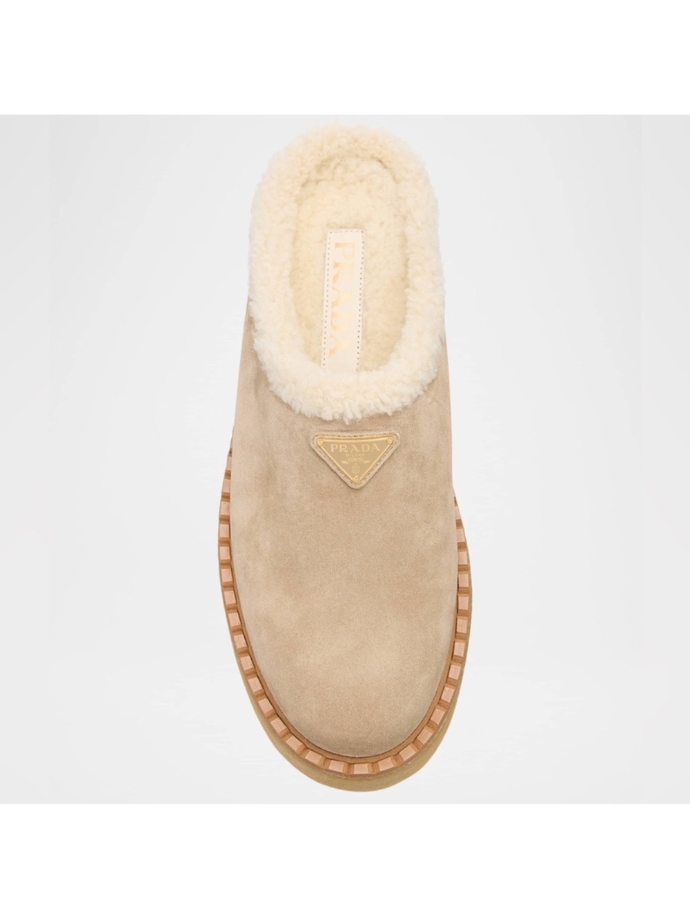 New Prada Evolve Genuine Shearling Clog In Ecru $1,200 40